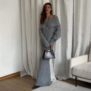 Women’s Off - Shoulder Long Dress | High - Waist Hip Skirt | Elegant Viscose Evening Gown | Celebrity Style Pure Desire Dress – Autumn 2025 - Negative Apparel