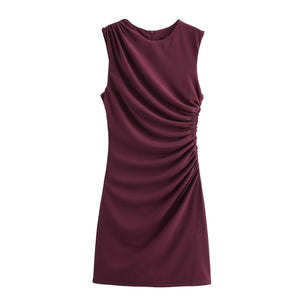 Women's Pleated Short Dress - European Style A - Line Dress - Negative Apparel