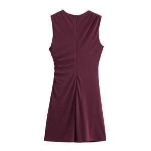 Women's Pleated Short Dress - European Style A - Line Dress - Negative Apparel