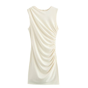 Women's Pleated Short Dress - European Style A - Line Dress - Negative Apparel