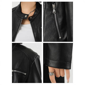 Women’s PU Leather Zipper Jacket | Winters 2025 Collection – Elegant Commuter Fit - Negative Apparel