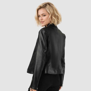 Women’s PU Leather Zipper Jacket | Winters 2025 Collection – Elegant Commuter Fit - Negative Apparel