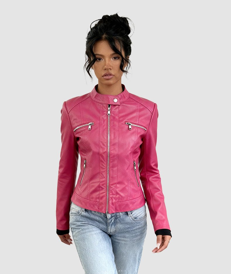Women’s PU Leather Zipper Jacket | Winters 2025 Collection – Elegant Commuter Fit - Negative Apparel