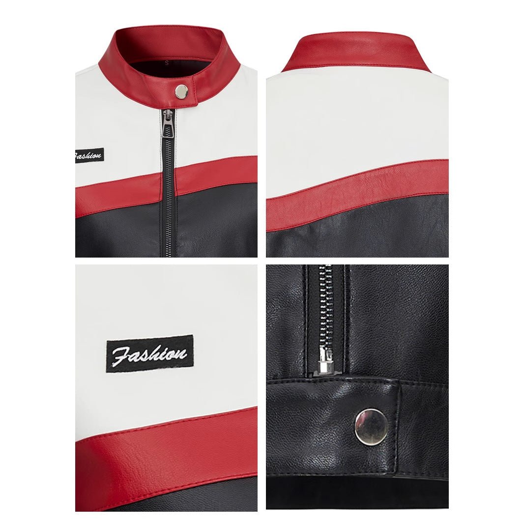 Women’s Red PU Leather Jacket – Short Stand Collar Moto Style | Street Fashion Autumn 2025 - Negative Apparel