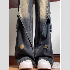 Women’s Retro Blue High - Waist Straight Jeans – Street Hipster Style, Autumn 2025 - Negative Apparel