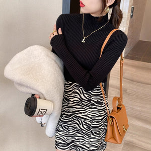 Women’s Semi - Turtleneck Core - Spun Yarn Sweater – Slim Fit Elegant Pullover - Negative Apparel