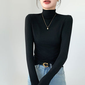 Women’s Semi - Turtleneck Mask Top – Slim Fit Warm Inner & Outer Wear - Negative Apparel