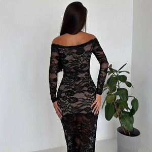 Women's sexy black off - the - shoulder lace dress - Negative Apparel
