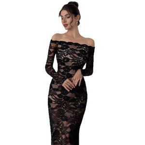 Women's sexy black off - the - shoulder lace dress - Negative Apparel