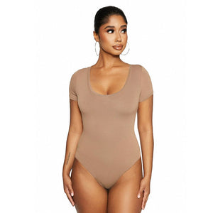 Women’s Sexy Slim Fit Short Sleeve Top – Cotton Spandex Pullover FD - Negative Apparel