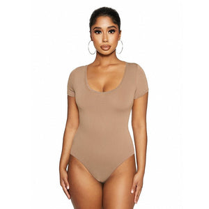 Women’s Sexy Slim Fit Short Sleeve Top – Cotton Spandex Pullover FD - Negative Apparel