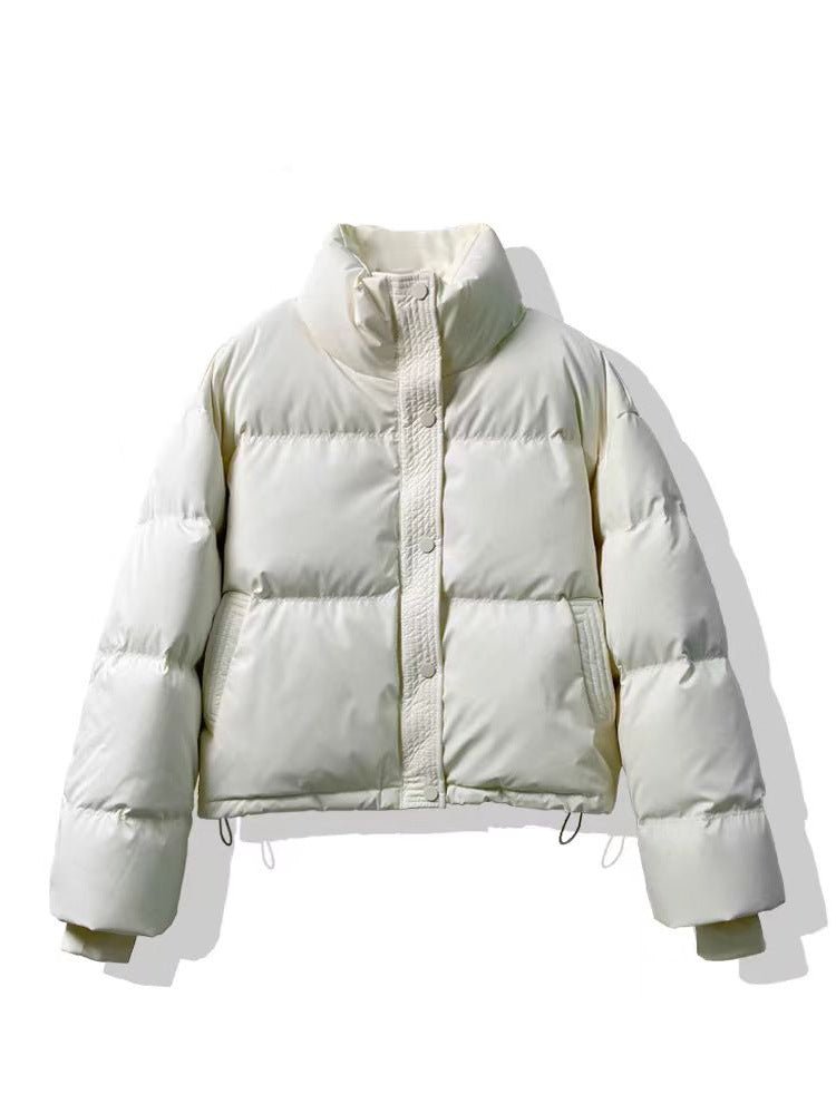 Women’s Short PU Artificial Fur Jacket – Semi - Turtleneck Zipper Coat - Negative Apparel