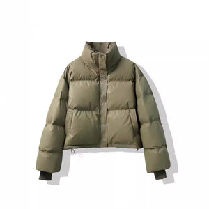 Women’s Short PU Artificial Fur Jacket – Semi - Turtleneck Zipper Coat - Negative Apparel