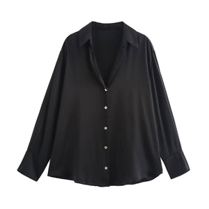 Women's Silk Satin Shirt - 20 Colors - Negative Apparel