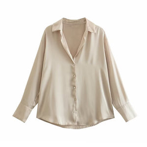 Women's Silk Satin Shirt - 20 Colors - Negative Apparel