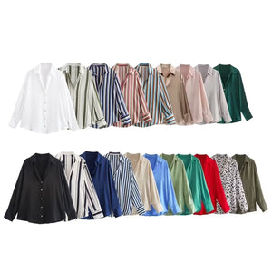 Women's Silk Satin Shirt - 20 Colors - Negative Apparel