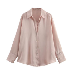 Women's Silk Satin Shirt - 20 Colors - Negative Apparel
