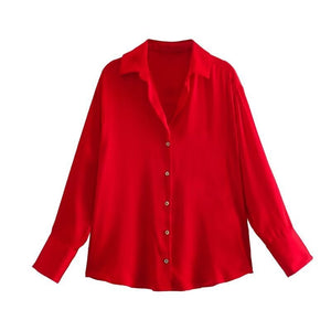 Women's Silk Satin Shirt - 20 Colors - Negative Apparel