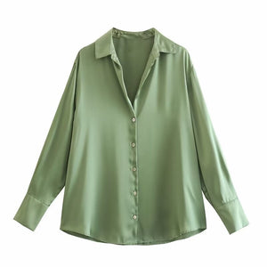 Women's Silk Satin Shirt - 20 Colors - Negative Apparel