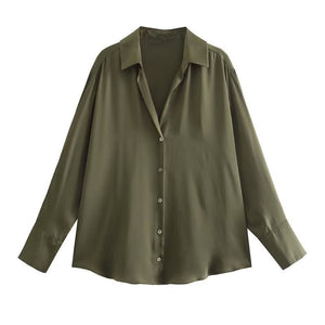 Women's Silk Satin Shirt - 20 Colors - Negative Apparel