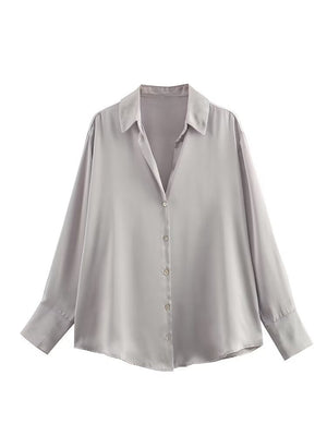 Women's Silk Satin Shirt - 20 Colors - Negative Apparel