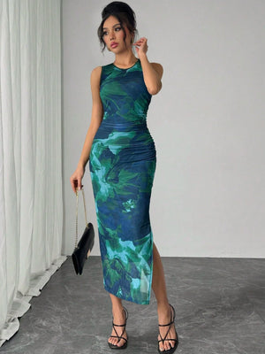 Women's sleeveless printed mesh tight dress - Negative Apparel