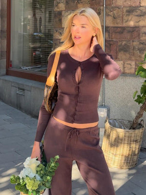 Women’s Slim Fit Button - Up Cardigan | Lightweight Viscose Knit Sweater | Long Sleeve Casual Top | Autumn 2025 - Negative Apparel