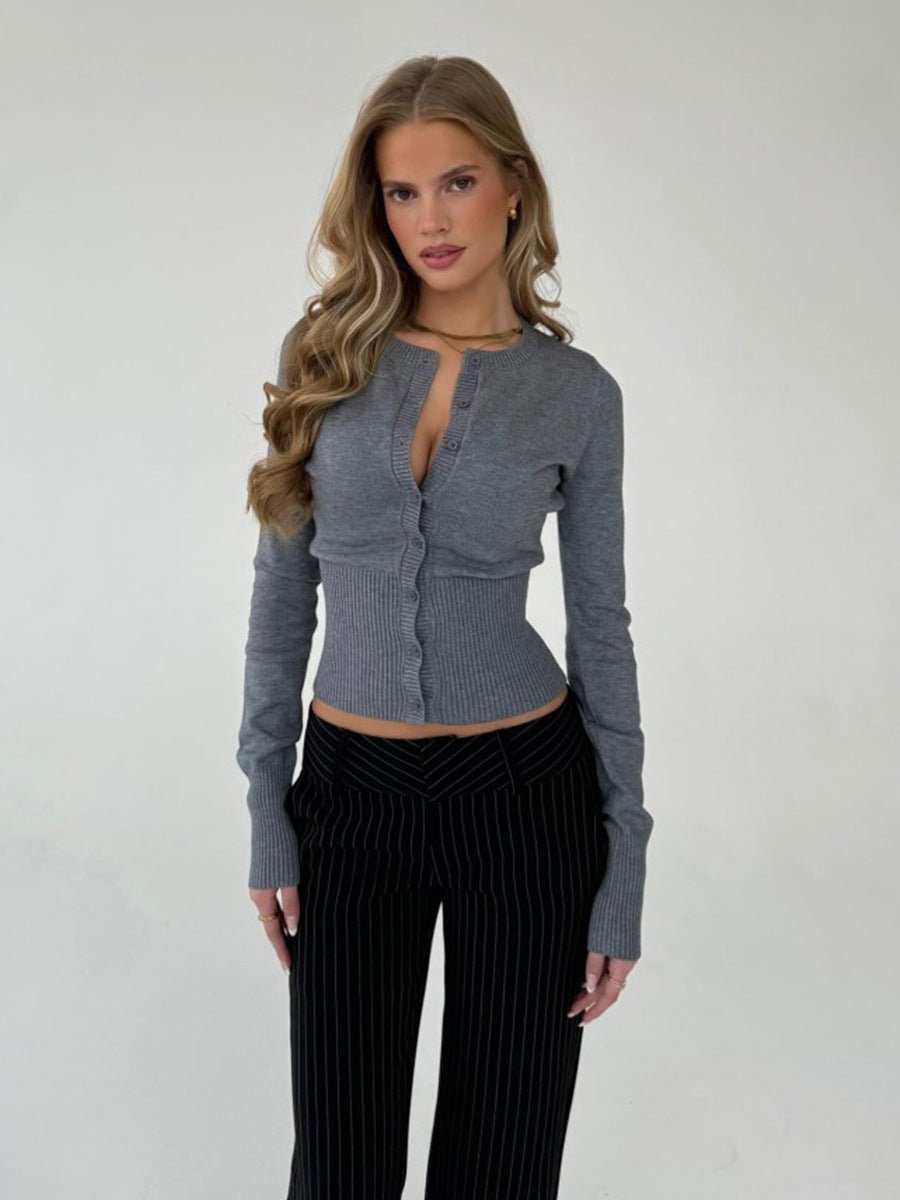 Women’s Slim Fit Button - Up Cardigan | Lightweight Viscose Knit Sweater | Long Sleeve Casual Top | Autumn 2025 - Negative Apparel