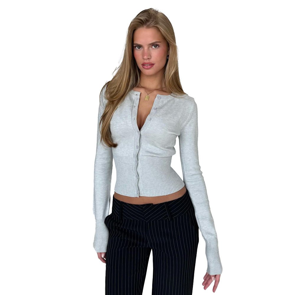 Women’s Slim Fit Button - Up Cardigan | Lightweight Viscose Knit Sweater | Long Sleeve Casual Top | Autumn 2025 - Negative Apparel