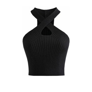 Women’s Slim Fit Neck Hanging Top – High Elastic Ice Silk Crop Top | Sexy Style (Summer 2025) - Negative Apparel