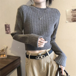 Women’s Slim Fit Solid Color Viscose Knit Sweater | Long Sleeve Pullover – Autumn 2025 - Negative Apparel