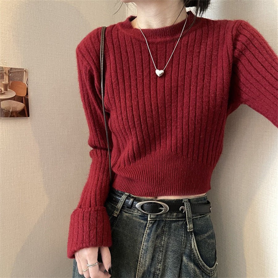 Women’s Slim Fit Solid Color Viscose Knit Sweater | Long Sleeve Pullover – Autumn 2025 - Negative Apparel