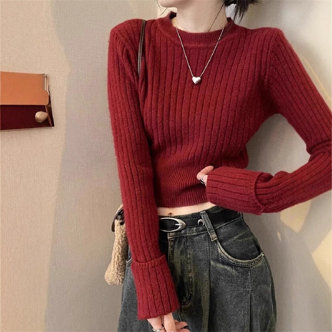 Women’s Slim Fit Solid Color Viscose Knit Sweater | Long Sleeve Pullover – Autumn 2025 - Negative Apparel