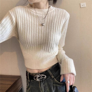 Women’s Slim Fit Solid Color Viscose Knit Sweater | Long Sleeve Pullover – Autumn 2025 - Negative Apparel