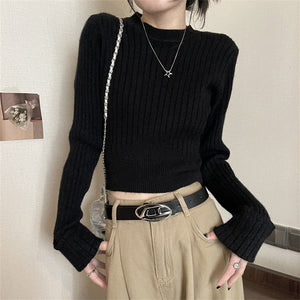 Women’s Slim Fit Solid Color Viscose Knit Sweater | Long Sleeve Pullover – Autumn 2025 - Negative Apparel