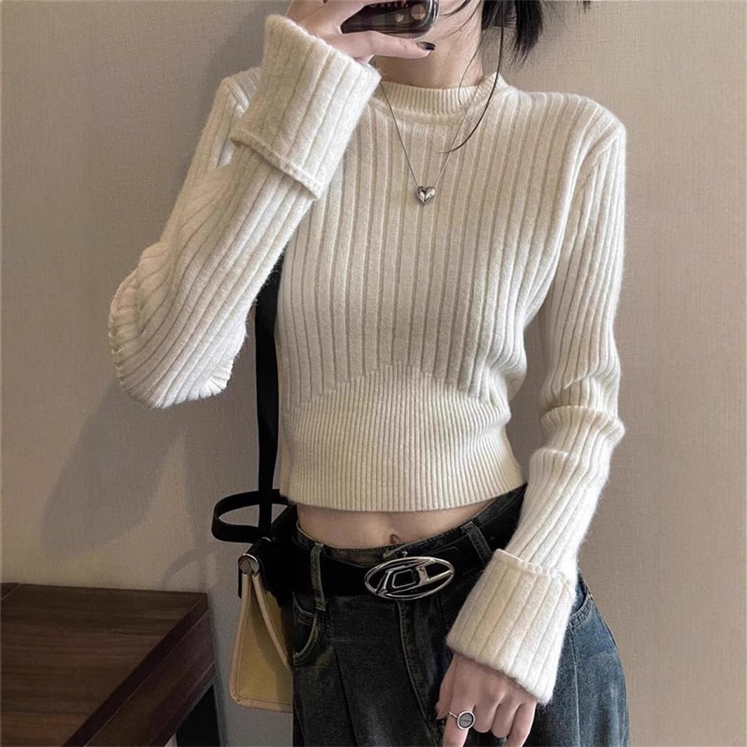 Women’s Slim Fit Solid Color Viscose Knit Sweater | Long Sleeve Pullover – Autumn 2025 - Negative Apparel