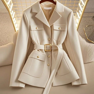 Women’s Slim Fit Suit Collar Jacket – Elegant Single - Breasted Blazer Coat | Urban Commuter Style - Negative Apparel