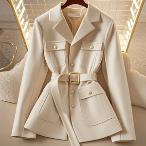 Women’s Slim Fit Suit Collar Jacket – Elegant Single - Breasted Blazer Coat | Urban Commuter Style - Negative Apparel