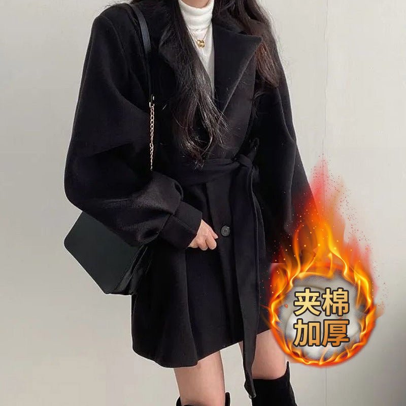 Women’s Slim Fit Wool Jacket – Lapel Bow Detail, Medium Thickness Commuter Style, Winter 2025 Collection - Negative Apparel