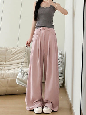 Women's slim high waist loose lazy wide leg suit pants - Negative Apparel