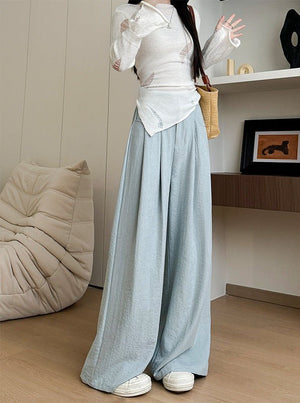 Women's slim high waist loose lazy wide leg suit pants - Negative Apparel