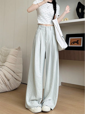 Women's slim high waist loose lazy wide leg suit pants - Negative Apparel