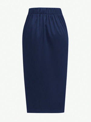 Women's Solid Color Belted Maxi Elegant Skirt - Negative Apparel