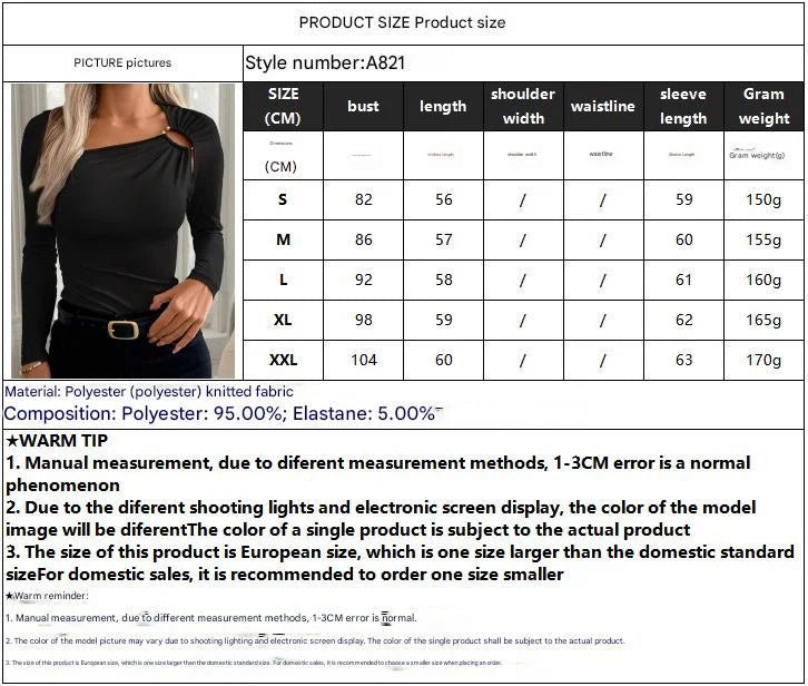 Women's solid color casual square collar fashion slim long - sleeved T-shirt top women - Negative Apparel