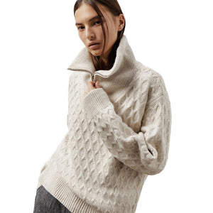Women’s Solid Color High - Neck Knit Sweater | Chain Flower Pullover | Loose Korean Style | Autumn 2025 - Negative Apparel