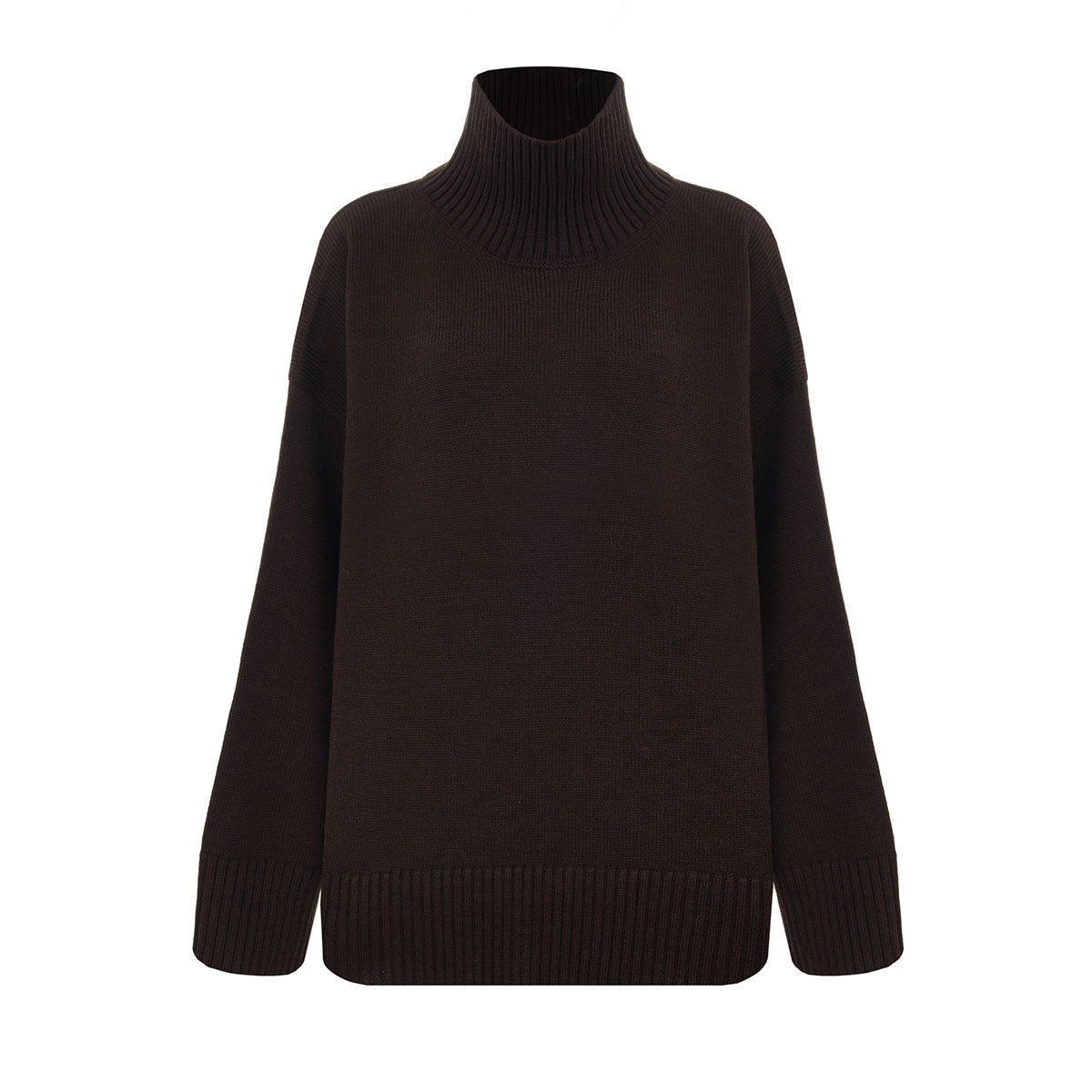 Women’s Solid Color High Neck Knit Sweater | Minimalist Loose Pullover | Autumn 2025 - Negative Apparel