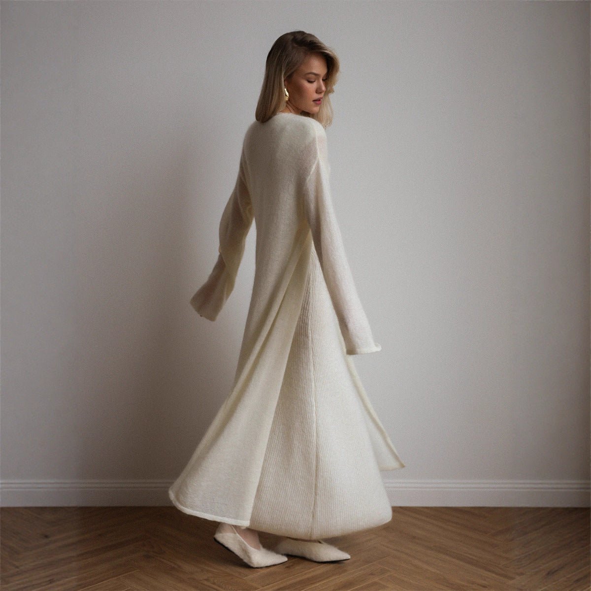 Women’s Solid Color Knit Skirt Set | Acrylic Long Skirt Two - Piece Outfit | Autumn 2025 - Negative Apparel