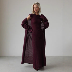 Women’s Solid Color Knit Skirt Set | Acrylic Long Skirt Two - Piece Outfit | Autumn 2025 - Negative Apparel