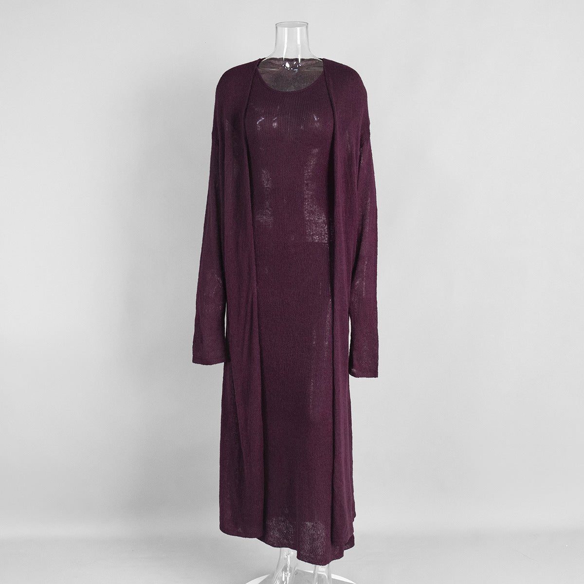 Women’s Solid Color Knit Skirt Set | Acrylic Long Skirt Two - Piece Outfit | Autumn 2025 - Negative Apparel