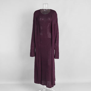 Women’s Solid Color Knit Skirt Set | Acrylic Long Skirt Two - Piece Outfit | Autumn 2025 - Negative Apparel